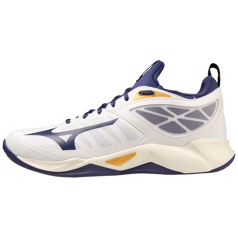 White / Gold Men\'s Mizuno Wave Dimension Volleyball Shoes | AGL291804