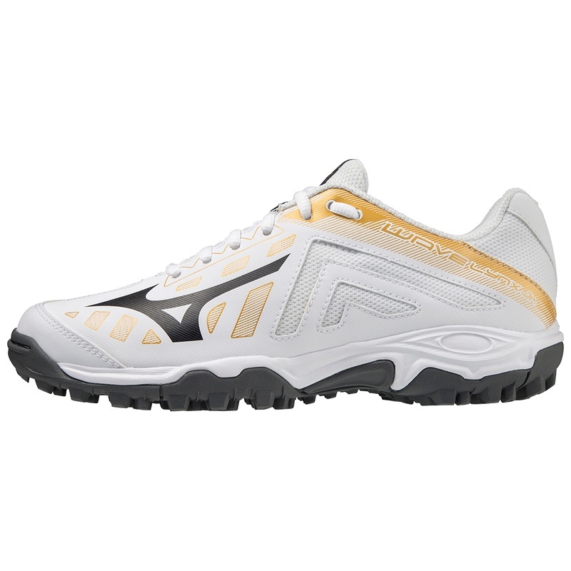 White / Gold Men\'s Mizuno Wave Lynx Hockey Shoes | KRD851627