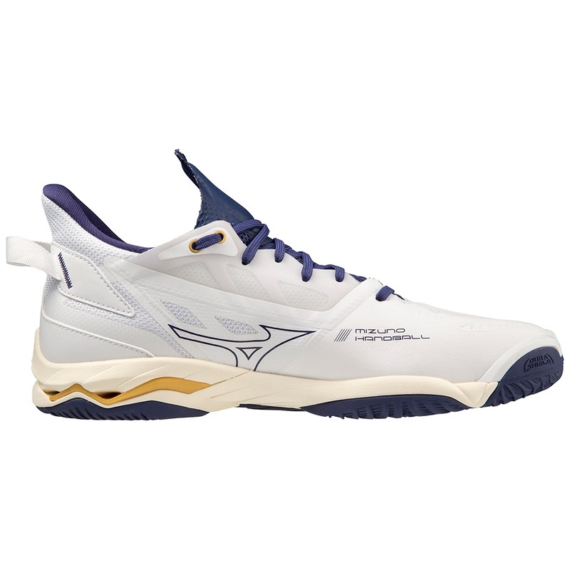 White / Gold Men's Mizuno Wave Mirage 5 Handball Shoes | PER687149