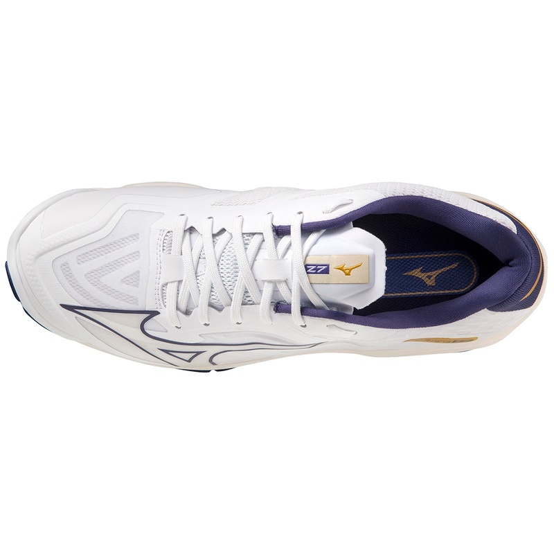 White / Gold Women's Mizuno Wave Lightning Z7 Volleyball Shoes | STG403618