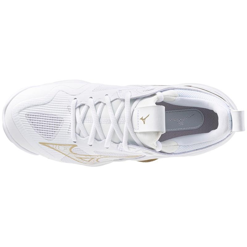 White / Gold Women's Mizuno Wave Momentum 3 Volleyball Shoes | ILU150973