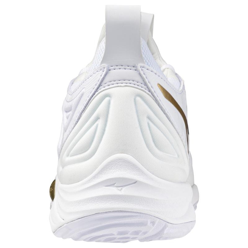 White / Gold Women's Mizuno Wave Momentum 3 Volleyball Shoes | ILU150973