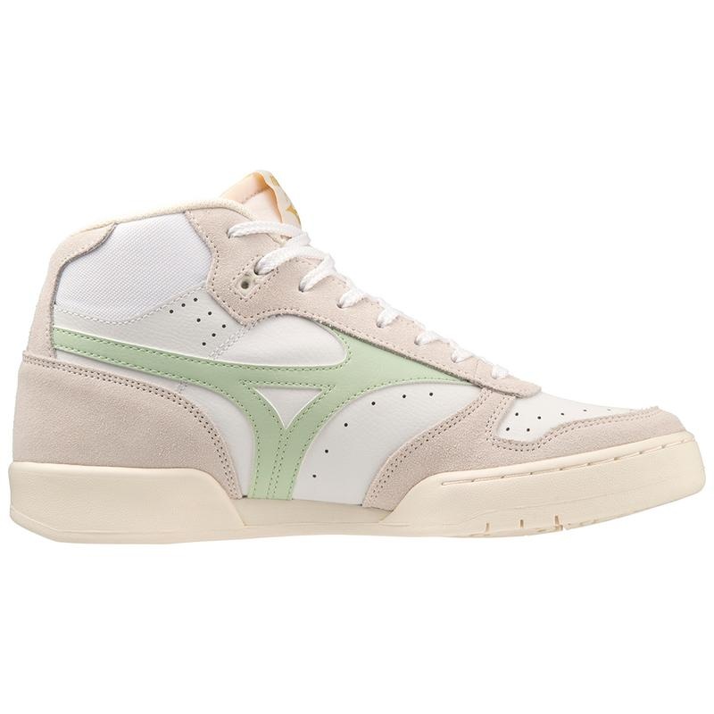 White / Green Women's Mizuno City Wind Mid Sneakers | CFU672104