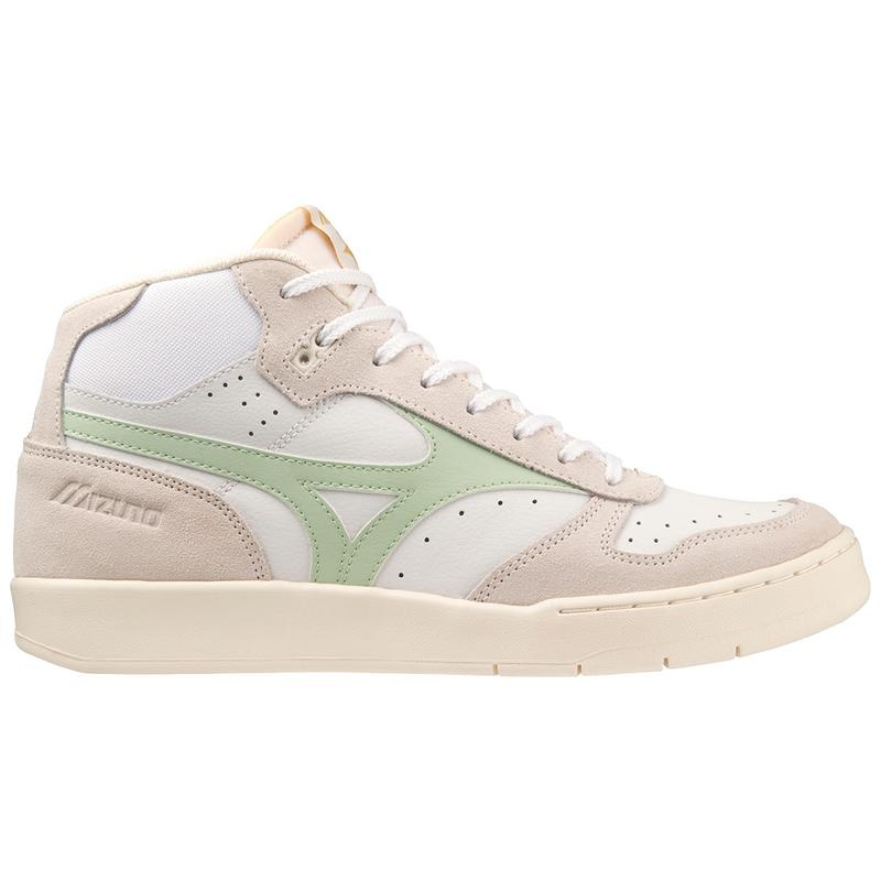 White / Green Women's Mizuno City Wind Mid Sneakers | CFU672104