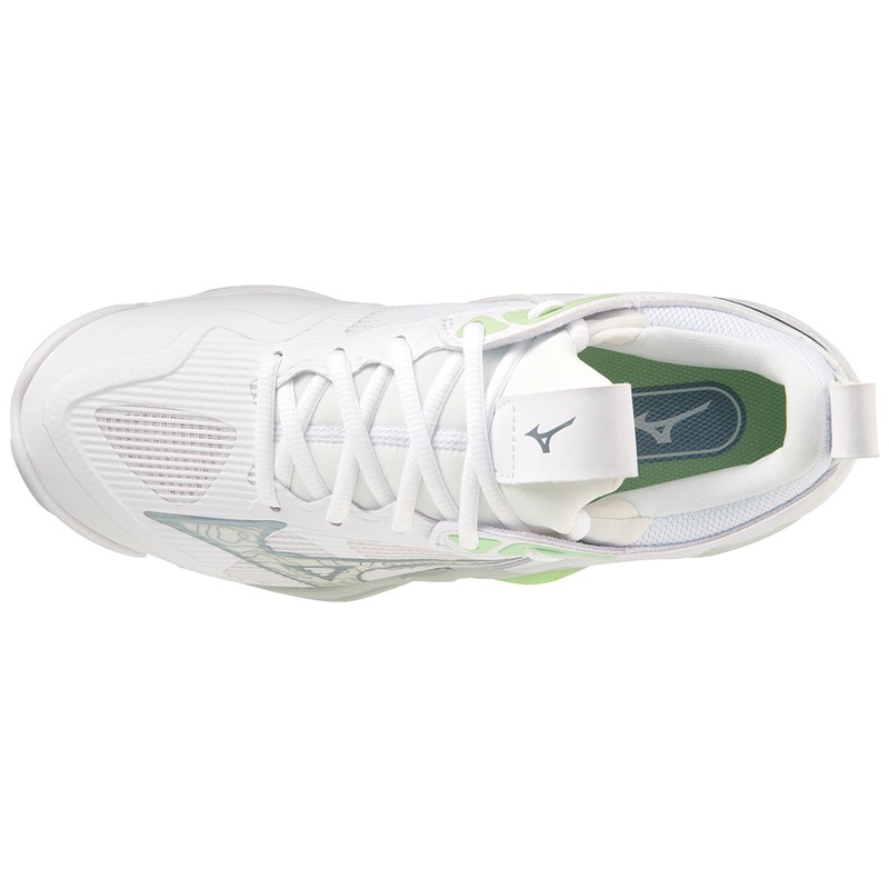 White / Green Women's Mizuno Wave Momentum 3 Volleyball Shoes | YDE347561