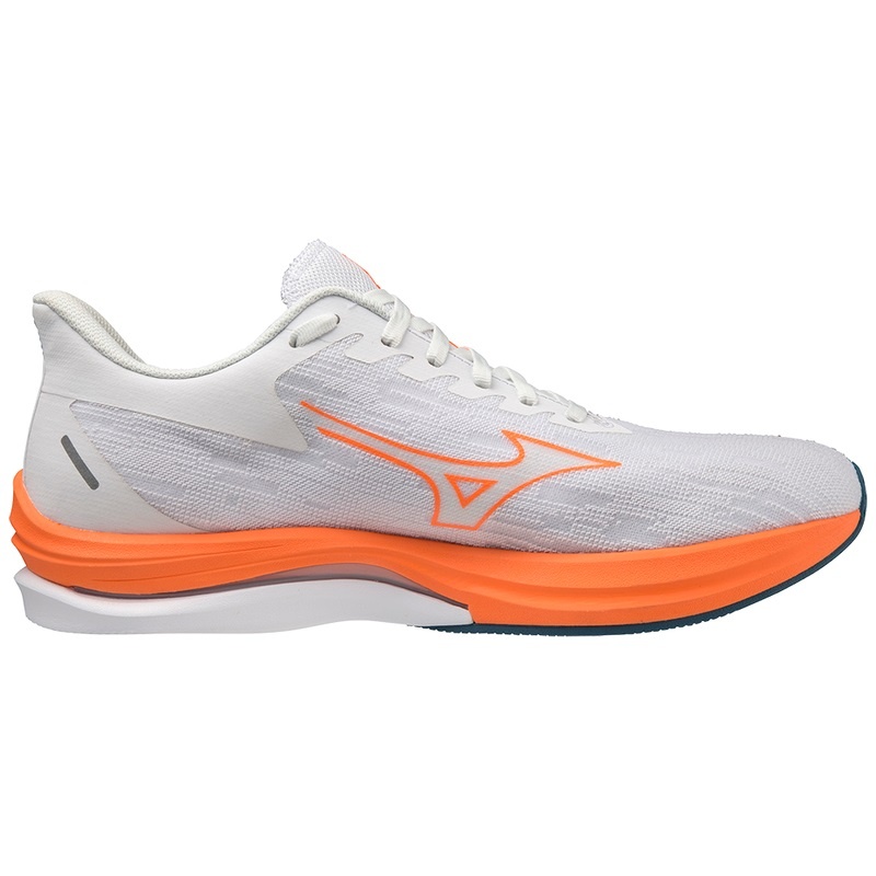 White / Light Orange / Blue Men's Mizuno Wave Rebellion Sonic Running Shoes | YVP751602