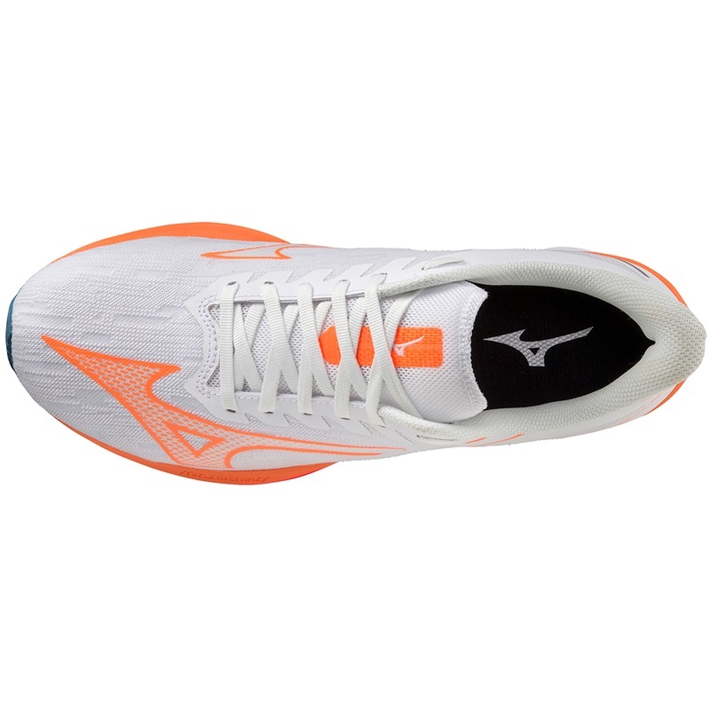 White / Light Orange / Blue Men's Mizuno Wave Rebellion Sonic Running Shoes | YVP751602