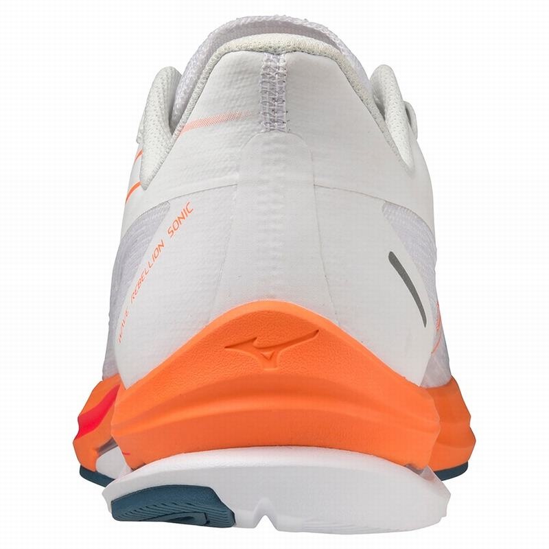 White / Light Orange / Blue Men's Mizuno Wave Rebellion Sonic Running Shoes | YVP751602