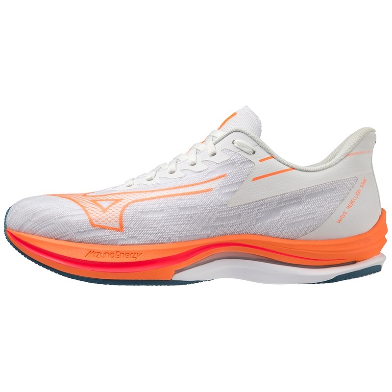 White / Light Orange / Blue Men\'s Mizuno Wave Rebellion Sonic Running Shoes | YVP751602