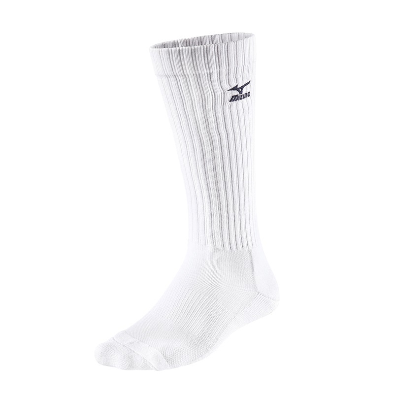 White / Navy Men\'s Mizuno Vb Long Socks | XDQ302496