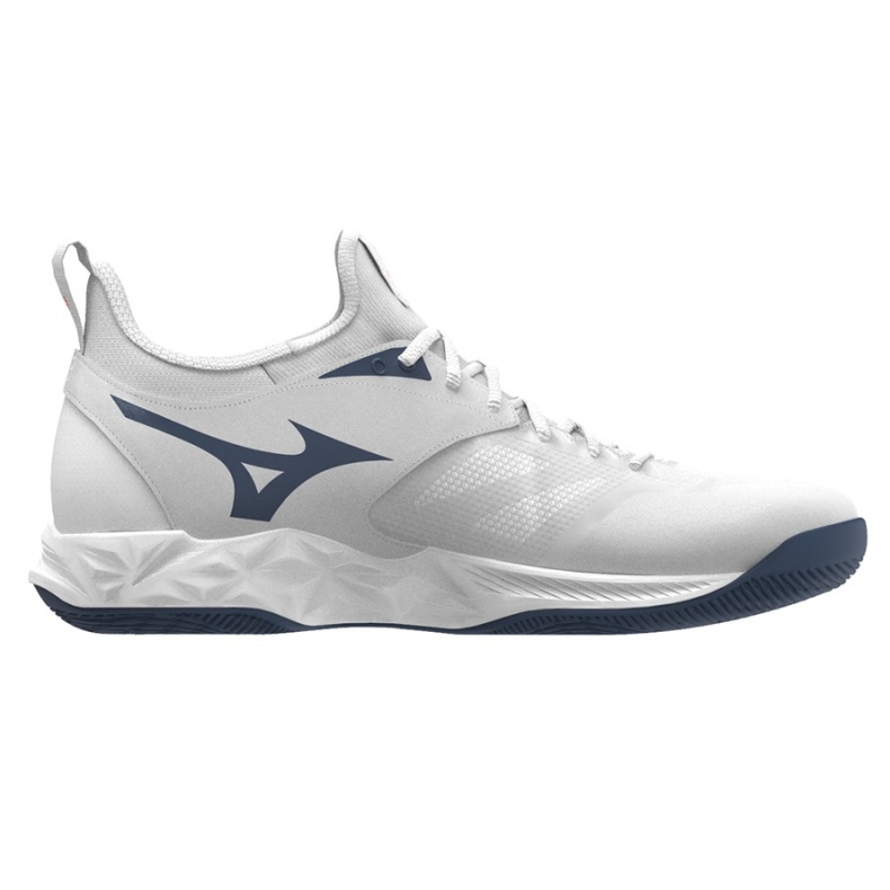 White / Navy Women's Mizuno Wave Dimension Volleyball Shoes | RLQ907812