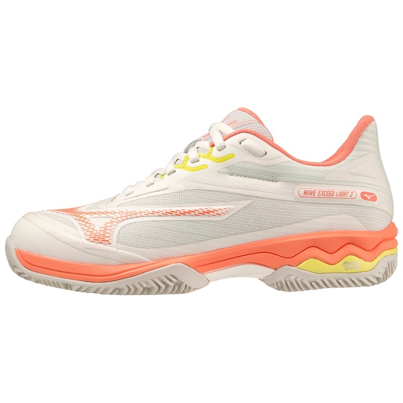 White / Orange Women\'s Mizuno Wave Exceed Light 2 Tennis Shoes | KUD540289