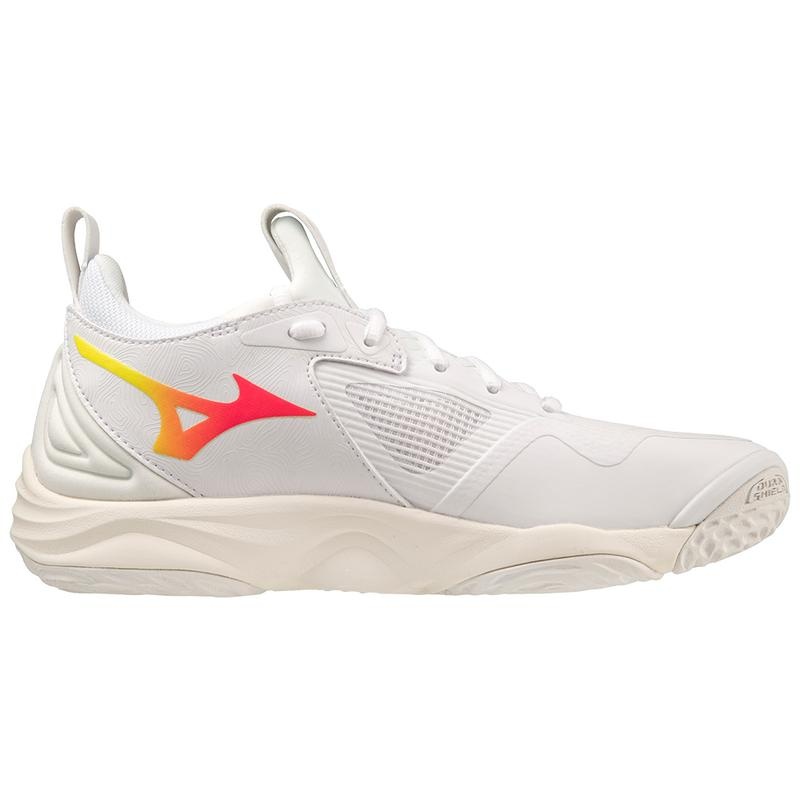 White / Pink Women's Mizuno Wave Momentum 3 Volleyball Shoes | FTA506179