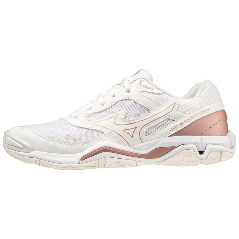 White / Rose Women\'s Mizuno Wave Phantom 3 Handball Shoes | MBO732601