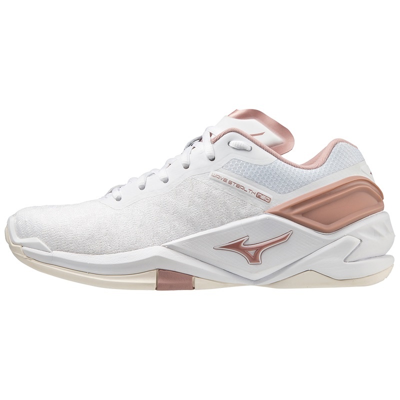 White / Rose Women\'s Mizuno Wave Stealth Neo Handball Shoes | GOR263795