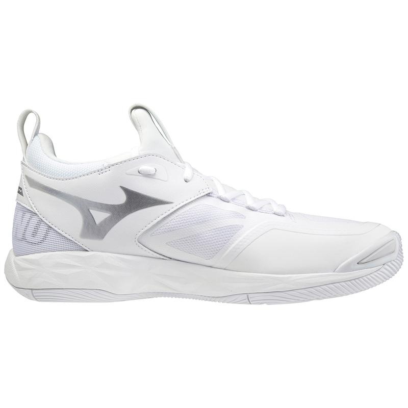 White / Silver Men's Mizuno Wave Momentum 2 Volleyball Shoes | LDF710642