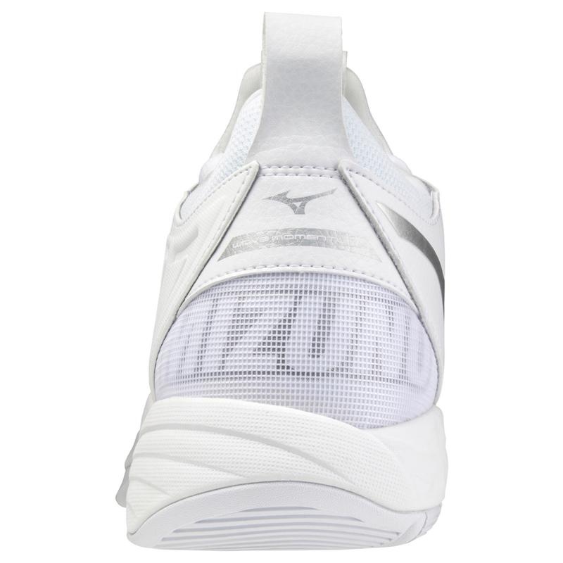 White / Silver Men's Mizuno Wave Momentum 2 Volleyball Shoes | LDF710642