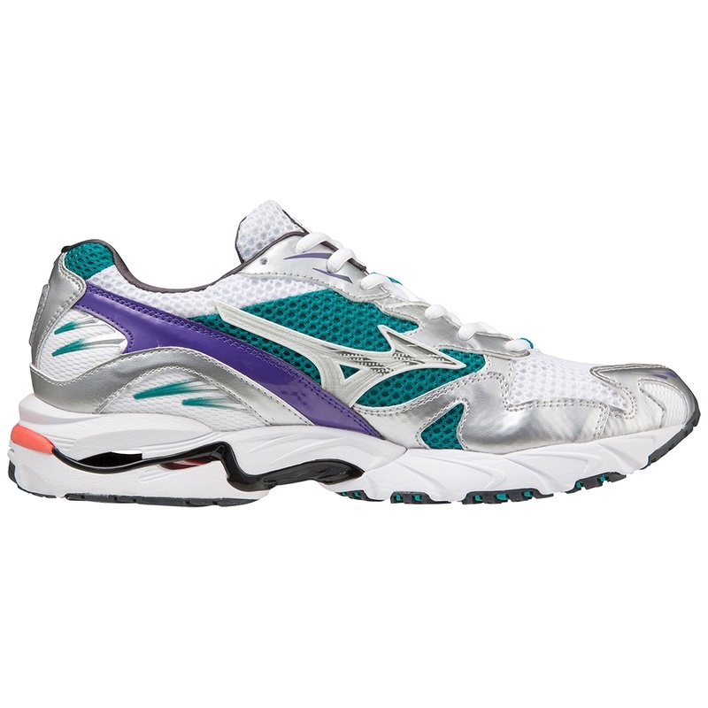 White / Silver Men's Mizuno Wave Rider 10 Sneakers | TFQ450216