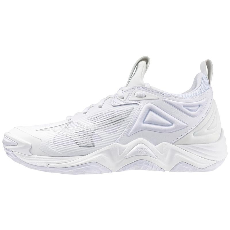 White / Silver Women\'s Mizuno Wave Momentum 3 Volleyball Shoes | BPG154863