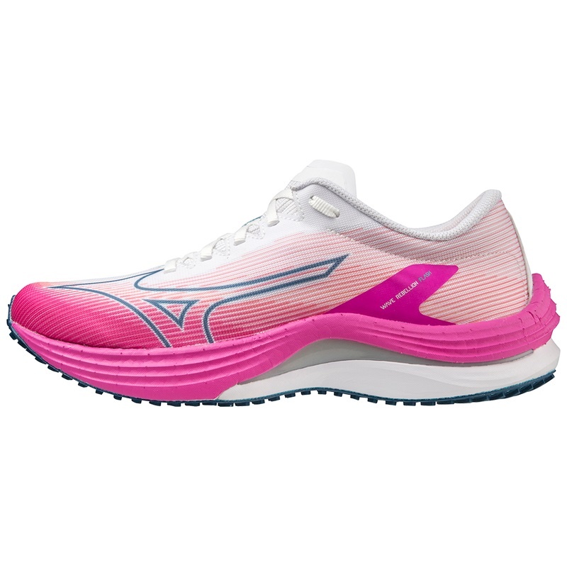 White / Silver Women\'s Mizuno Wave Rebellion Flash Running Shoes | MIE839206