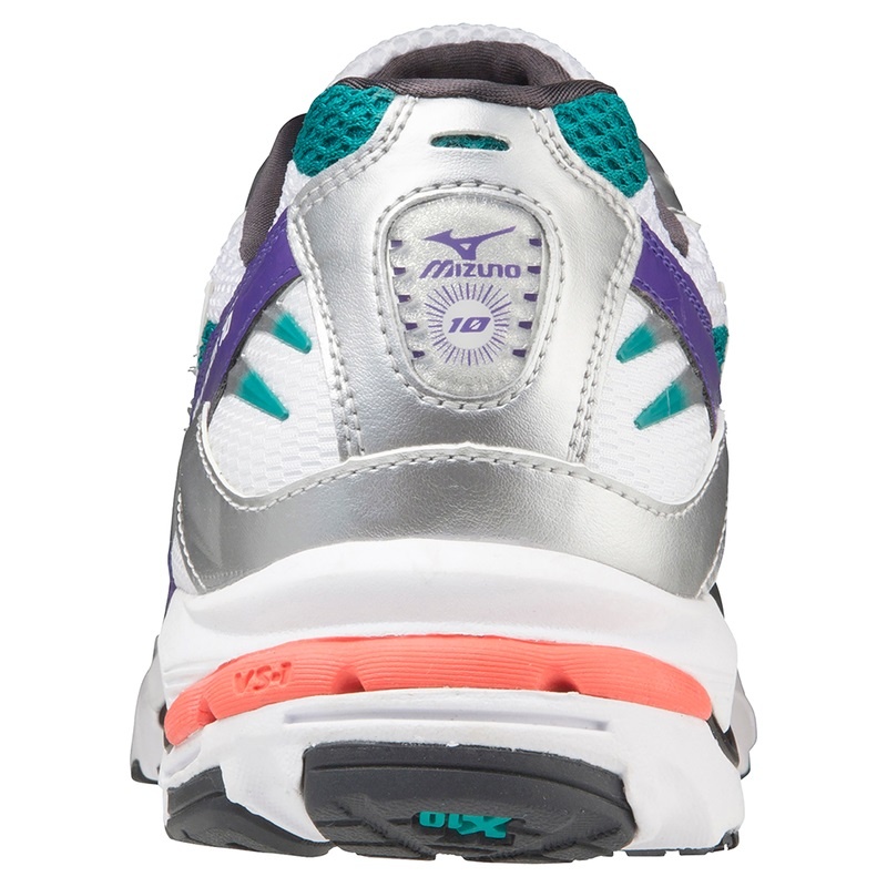 White / Silver Women's Mizuno Wave Rider 10 Sneakers | DEI510279