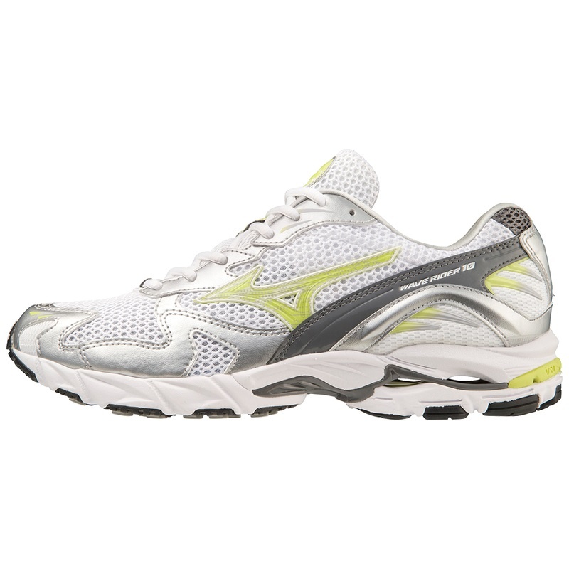 White / Silver Women\'s Mizuno Wave Rider 10 Sneakers | JNM431967