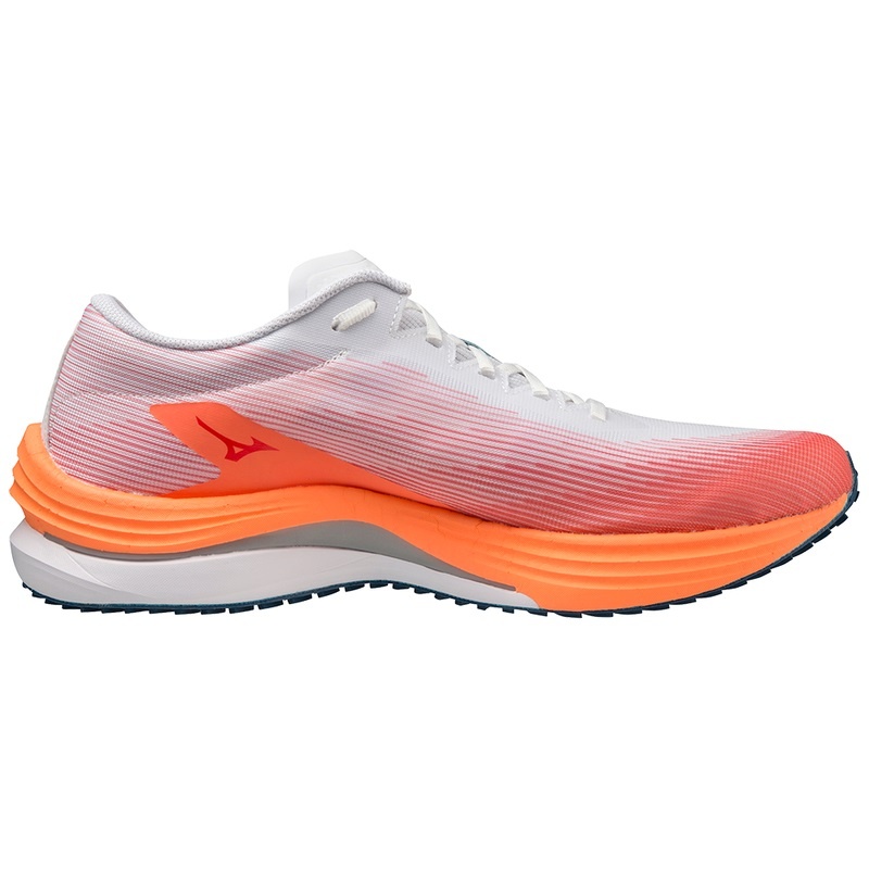 White / Silver / Light Orange Men's Mizuno Wave Rebellion Flash Running Shoes | SMJ746153