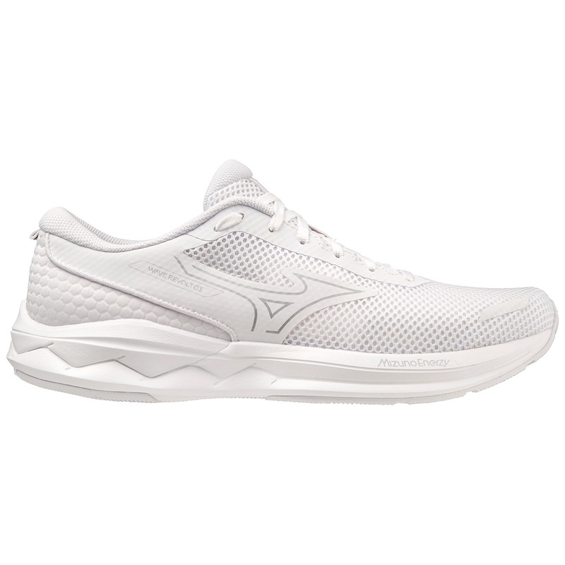 White / Silver / White Men's Mizuno Wave Revolt 3 Running Shoes | AXS853792