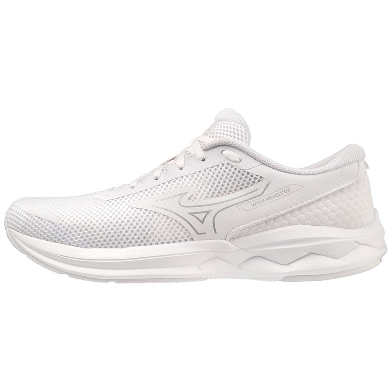 White / Silver / White Women\'s Mizuno Wave Revolt 3 Running Shoes | QZP732586