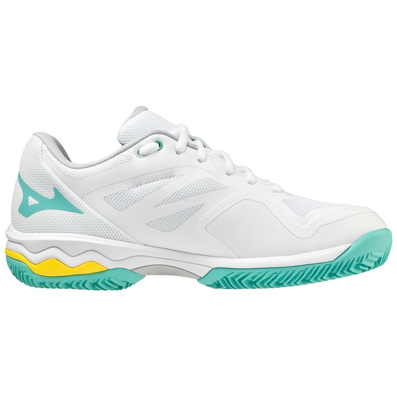 White / Turquoise Women's Mizuno Wave Exceed Light CC Tennis Shoes | DCK095148