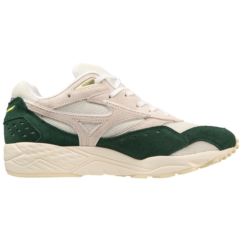 White / White / Deep Green Men's Mizuno Contender Sneakers | LRX780361