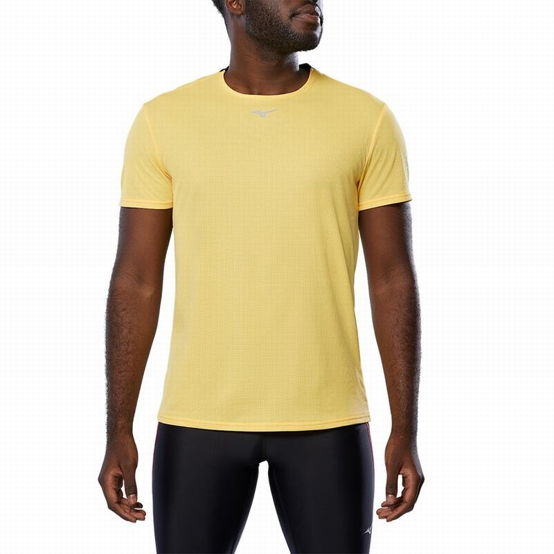 Yellow Men's Mizuno Dryaeroflow Tee T Shirts | CJA468302