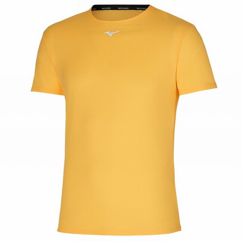 Yellow Men\'s Mizuno Dryaeroflow Tee T Shirts | CJA468302