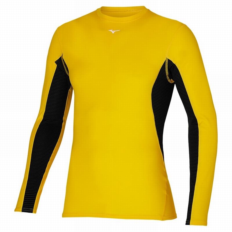 Yellow Men\'s Mizuno Mid Weight Crew Tops | MKT803297