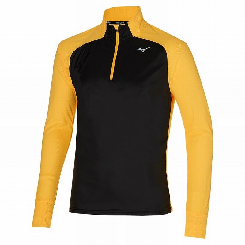 Yellow / Black Men\'s Mizuno Hybrid LS HZ Tops | ZIL852901